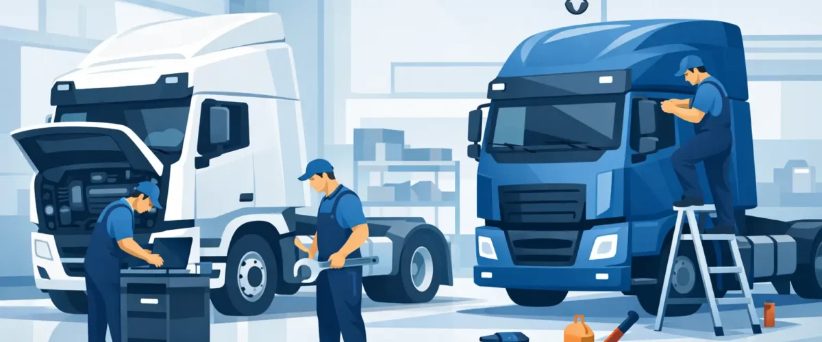 تجهيز ورشة صيانة شاحنات حديثة بشكل صحيح