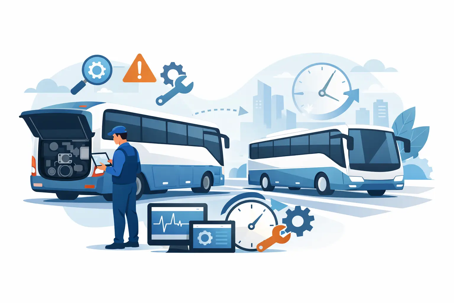 تشخيص أعطال باصات النقل وتقليل التوقف