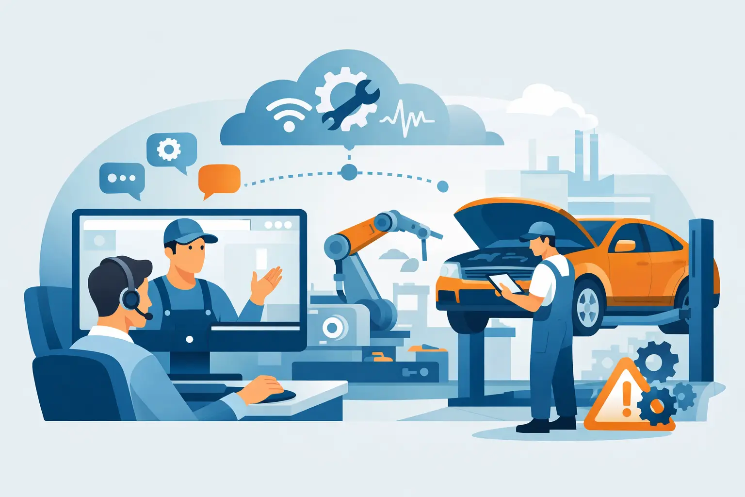 الدعم الفني عن بعد للورش وتقليل التوقف